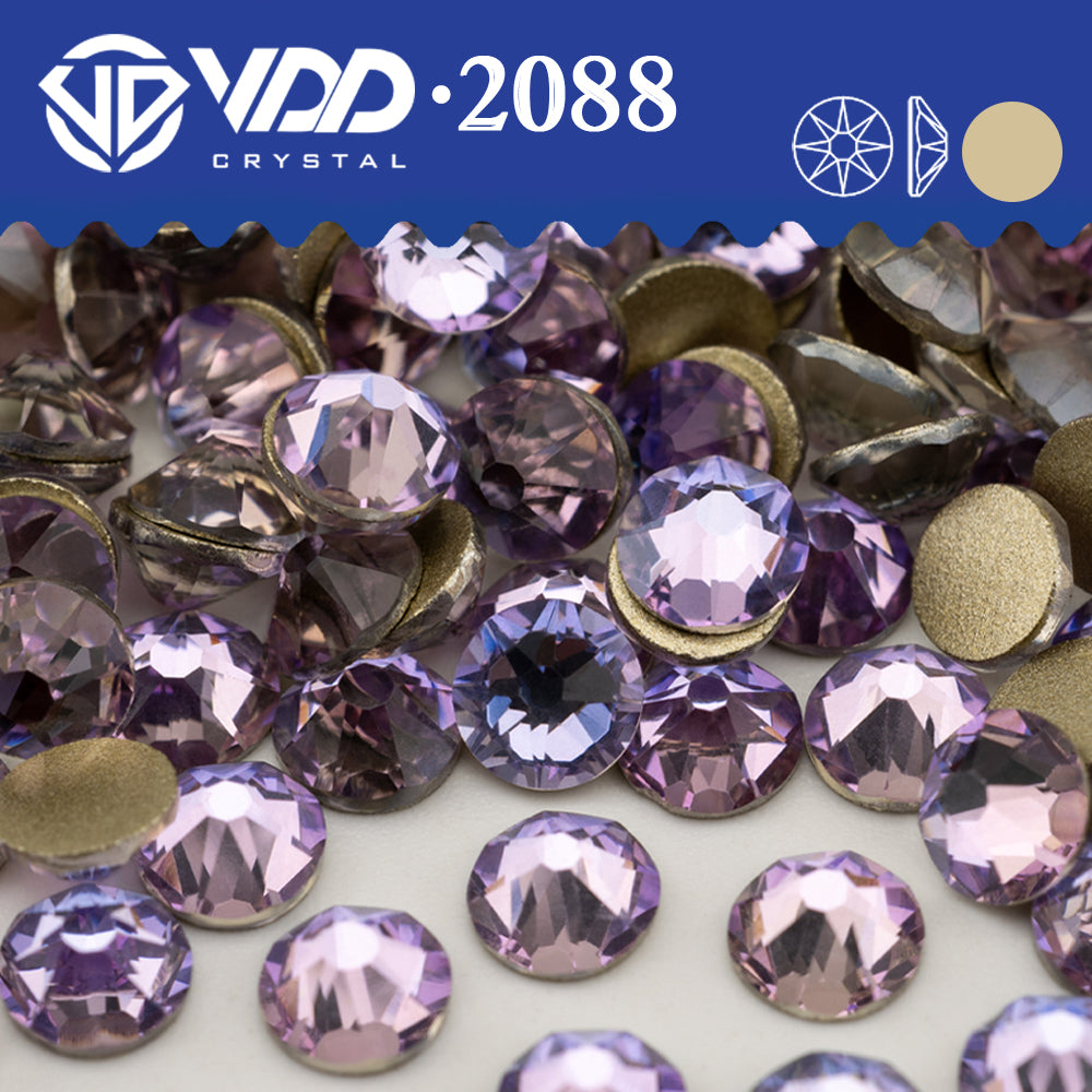 VDD 037 Angel Violet 2088 Non-hotfix Rhinestones High Quality AAAAA 8 Big 8 Small Glass Crystal Flatback Strass Stones BD888-037