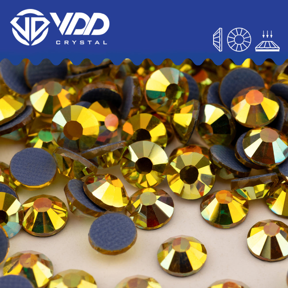 VDD 125 Sun Shine Hot-Fix Rhinestones High Quality Glass Crystal Flatback Strass Stones Hotfix-125