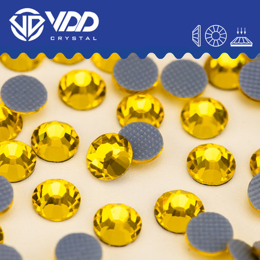 VDD 005 Citrine Hot-Fix Rhinestones High Quality Glass Crystal Flatback Strass Stones Hotfix-005