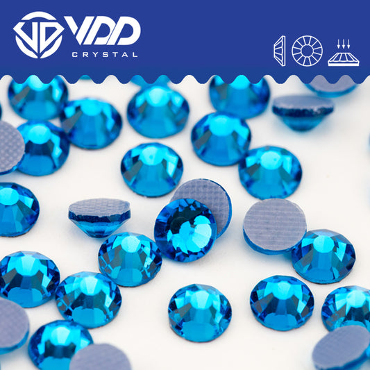 VDD 029 Capri Blue Hot-Fix Rhinestones High Quality Glass Crystal Flatback Strass Stones Hotfix-029