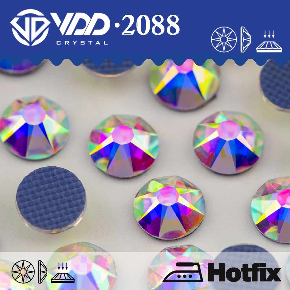 VDD 055 Crystal AB 2088 Hot-Fix Rhinestones High Quality AAAAA 8 Big 8 Small Glass Crystal Flatback Strass Stones HOT88-055