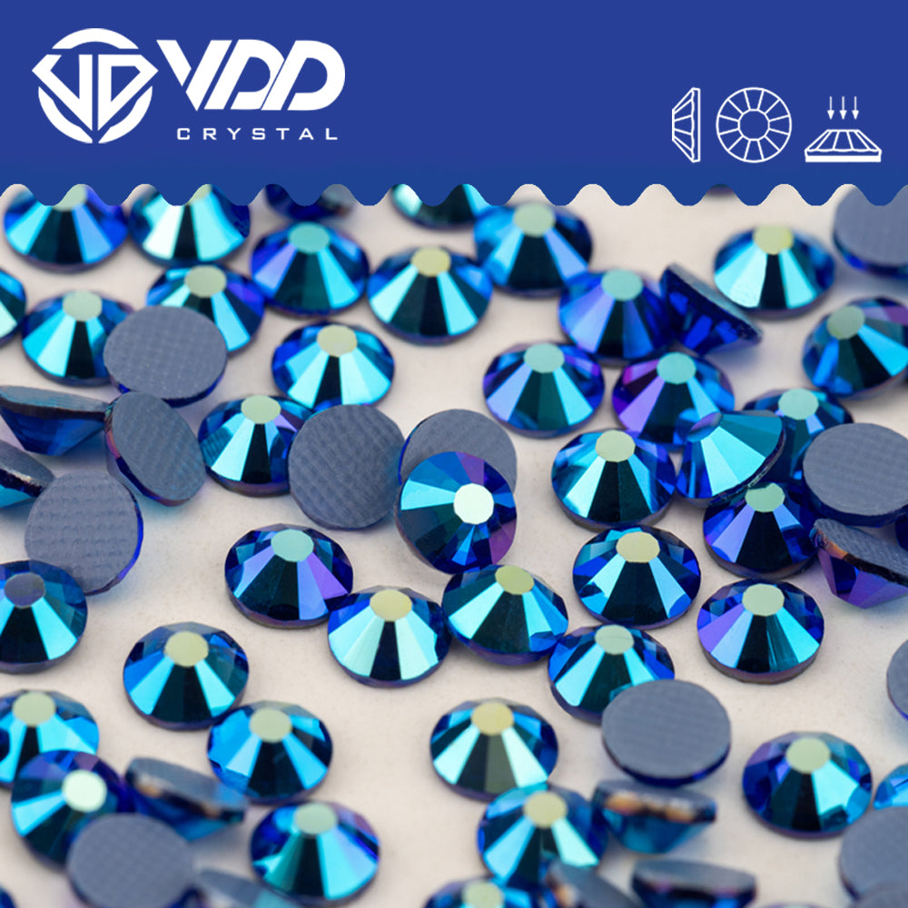 VDD  074 Sapphire AB Hot-Fix Rhinestones High Quality Glass Crystal Flatback Strass Stones Hotfix-074