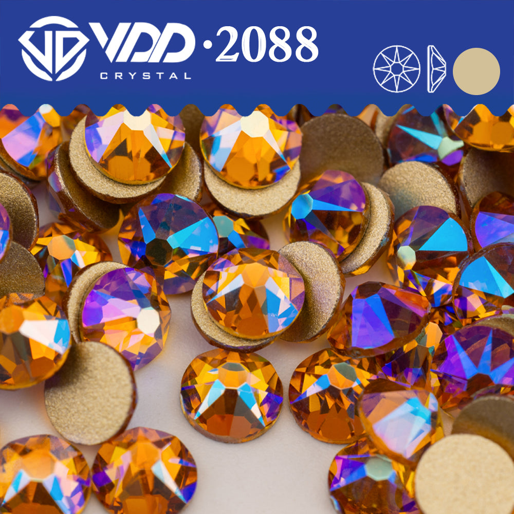 VDD 079	Topaz AB 2088 Non-hotfix Rhinestones High Quality AAAAA 8 Big 8 Small Glass Crystal Flatback Strass Stones BD888-079