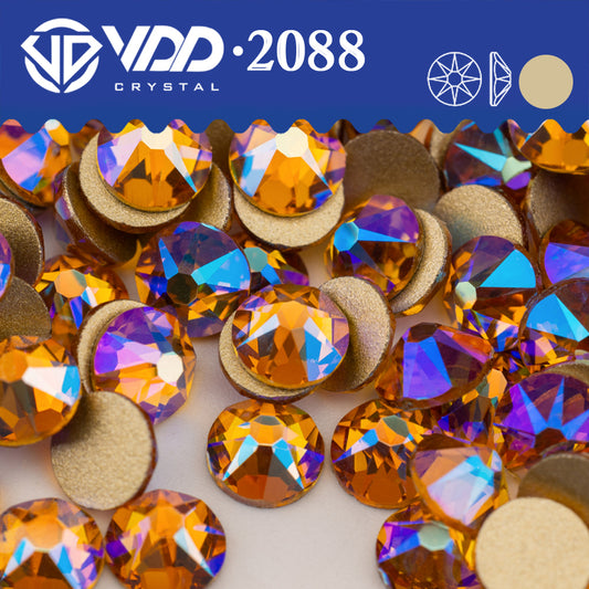 VDD 079	Topaz AB 2088 Non-hotfix Rhinestones High Quality AAAAA 8 Big 8 Small Glass Crystal Flatback Strass Stones BD888-079