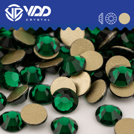 VDD 022 Emerald Gold-Back Rhinestones High Quality Glass Crystal Flatback Strass Stones JD999-022