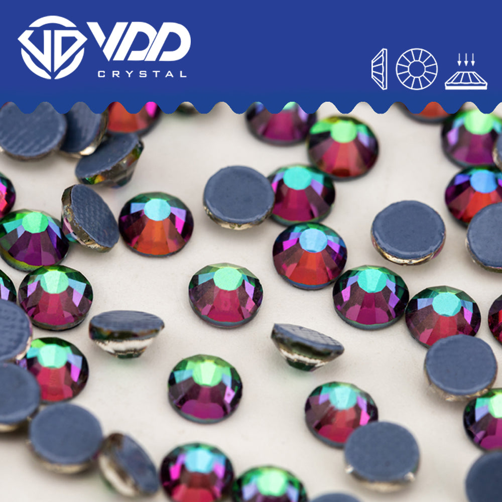 VDD 064 Green Flare Hot-Fix Rhinestones High Quality Glass Crystal Flatback Strass Stones Hotfix-064