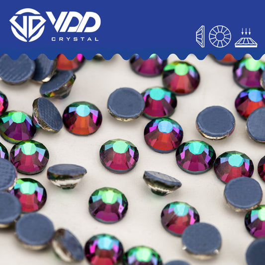 VDD 064 Green Flare Hot-Fix Rhinestones High Quality Glass Crystal Flatback Strass Stones Hotfix-064