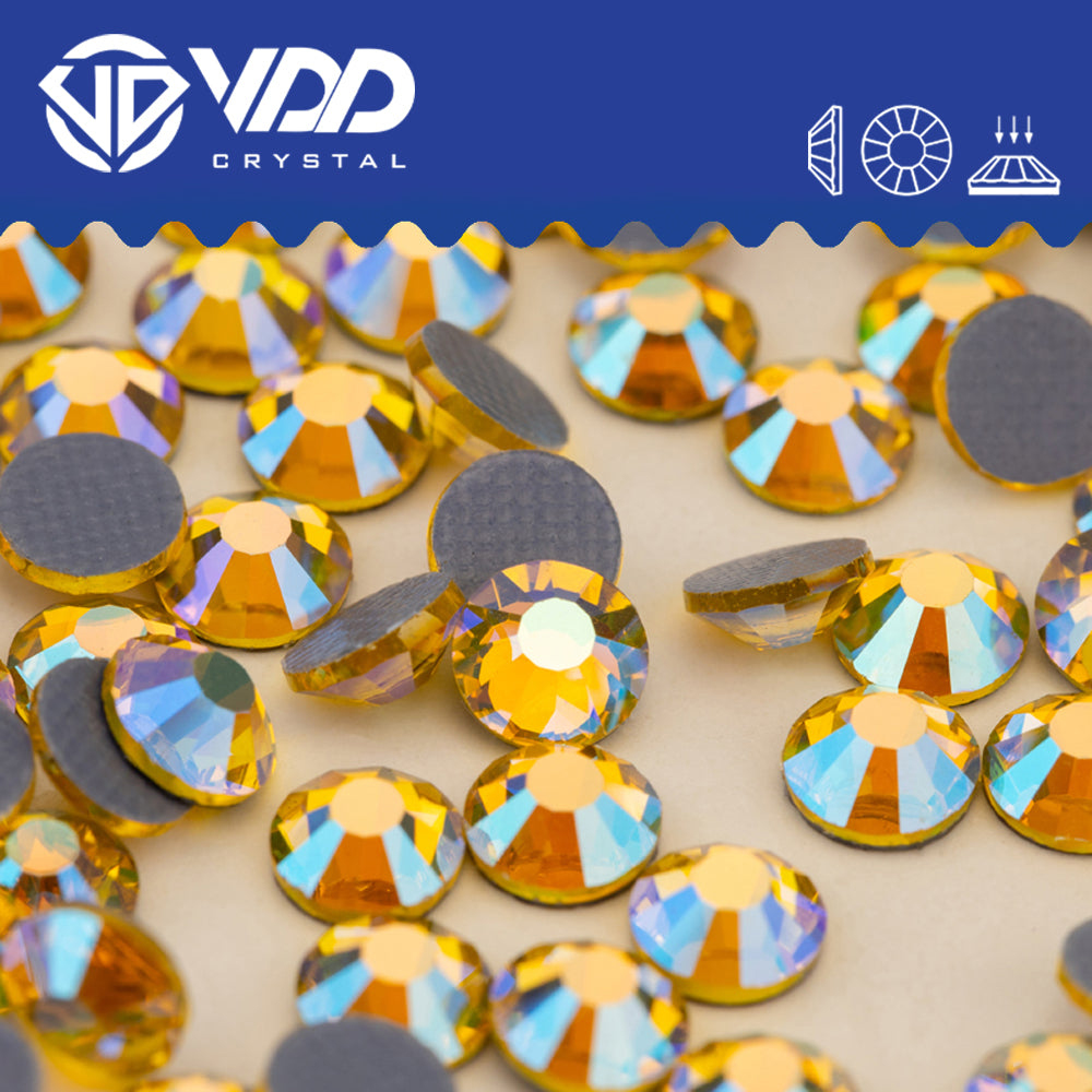 VDD  071 Citrine AB Hot-Fix Rhinestones High Quality Glass Crystal Flatback Strass Stones Hotfix-071