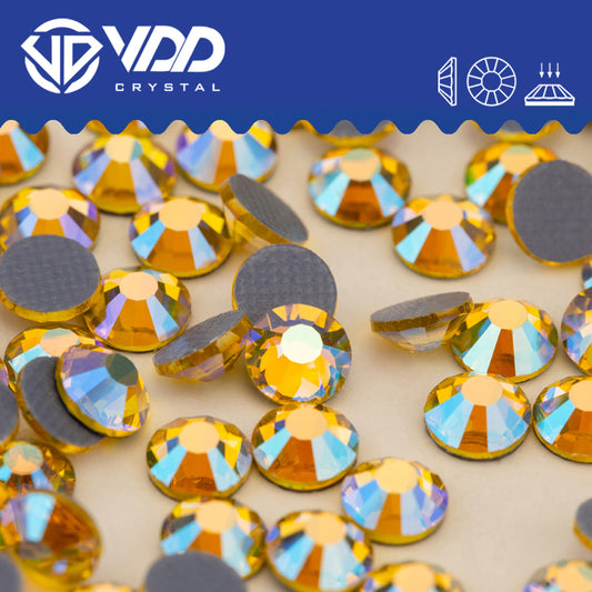 VDD  071 Citrine AB Hot-Fix Rhinestones High Quality Glass Crystal Flatback Strass Stones Hotfix-071