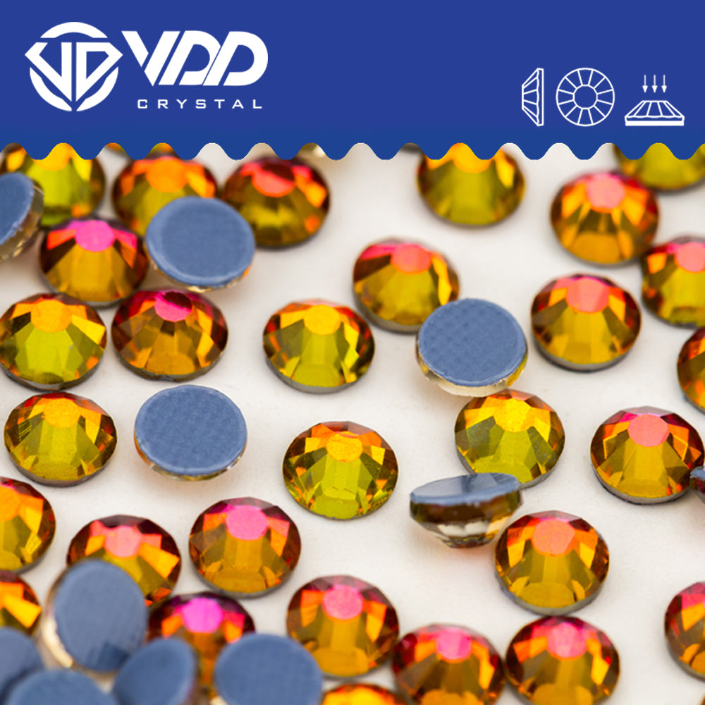 VDD 062 Volcano Hot-Fix Rhinestones High Quality Glass Crystal Flatback Strass Stones Hotfix-062