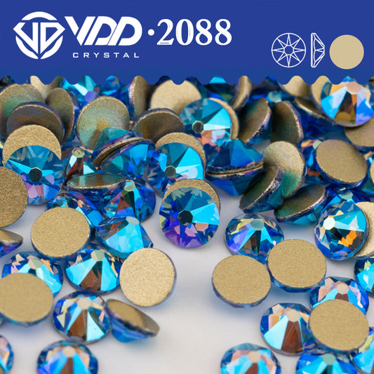 VDD 090 Lt.Sapphire AB 2088 Non-hotfix Rhinestones High Quality AAAAA 8 Big 8 Small Glass Crystal Flatback Strass Stones BD888-090