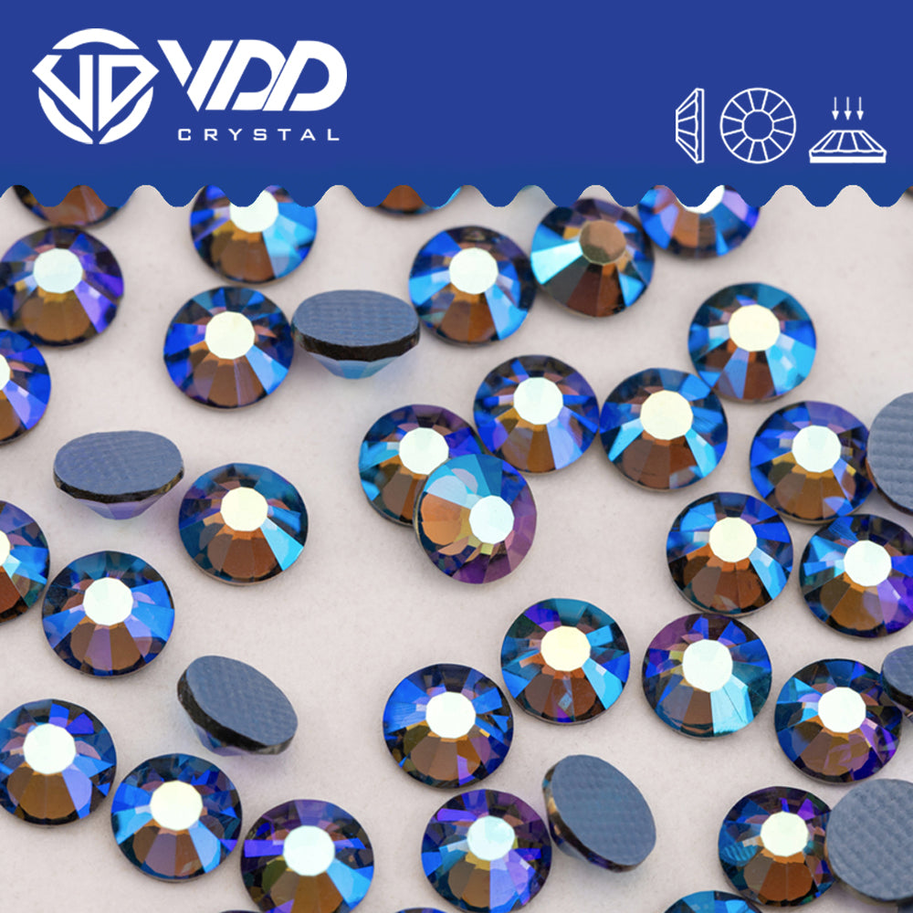 VDD  076 Black Diamond AB Hot-Fix Rhinestones High Quality Glass Crystal Flatback Strass Stones Hotfix-076