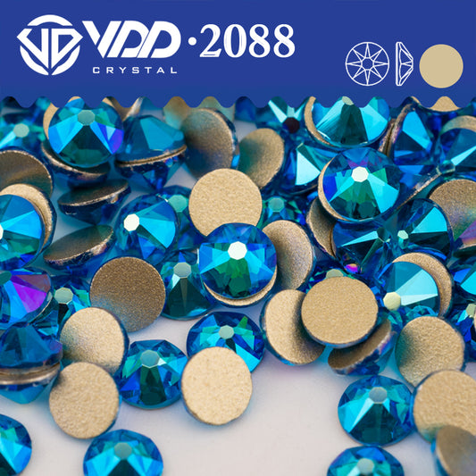 VDD 083 Capri Blue AB 2088 Non-hotfix Rhinestones High Quality AAAAA 8 Big 8 Small Glass Crystal Flatback Strass Stones BD888-083
