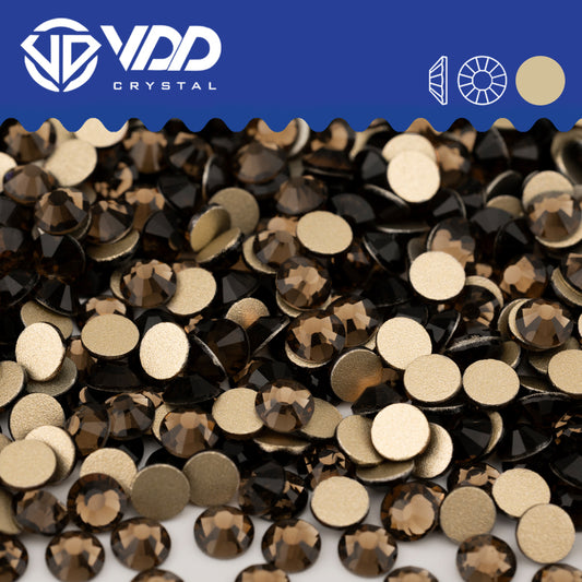 VDD 008 Smoked Topaz Gold-Back Rhinestones High Quality Glass Crystal Flatback Strass Stones JD999-008