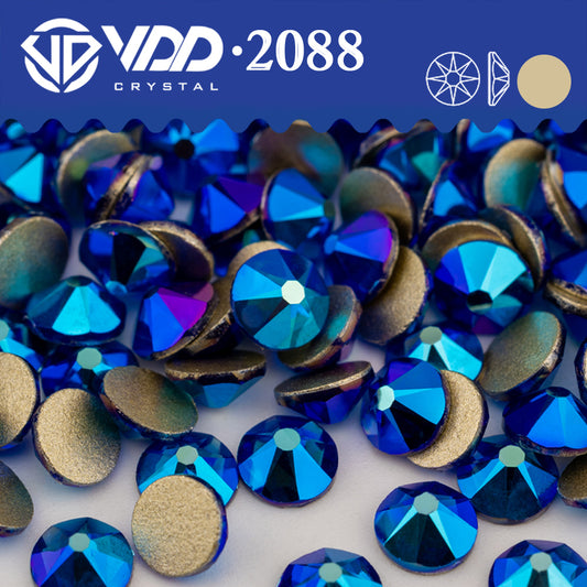 VDD 074	Sapphire AB 2088 Non-hotfix Rhinestones High Quality AAAAA 8 Big 8 Small Glass Crystal Flatback Strass Stones BD888-074