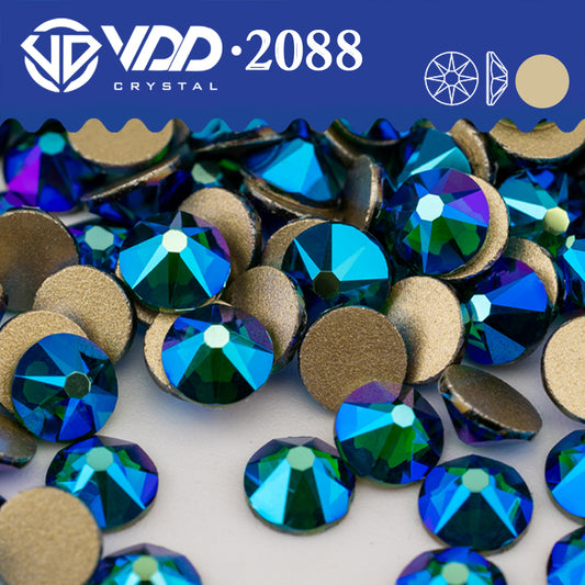 VDD 100	Emerald AB 2088 Non-hotfix Rhinestones High Quality AAAAA 8 Big 8 Small Glass Crystal Flatback Strass Stones BD888-100