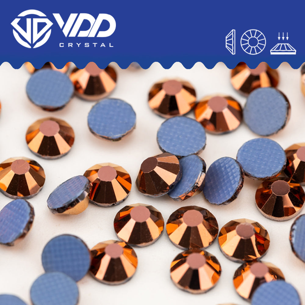 VDD  069 Rose Gold Hot-Fix Rhinestones High Quality Glass Crystal Flatback Strass Stones Hotfix-069