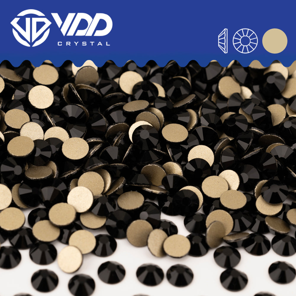 VDD  002 Jet Gold-Back Rhinestones High Quality Glass Crystal Flatback Strass Stones JD999-002