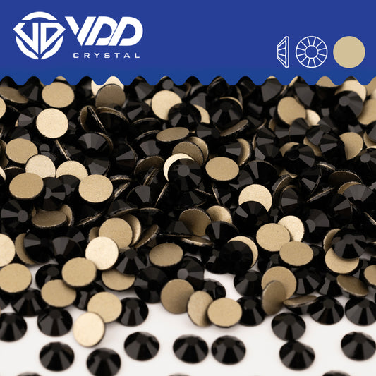VDD  002 Jet Gold-Back Rhinestones High Quality Glass Crystal Flatback Strass Stones JD999-002