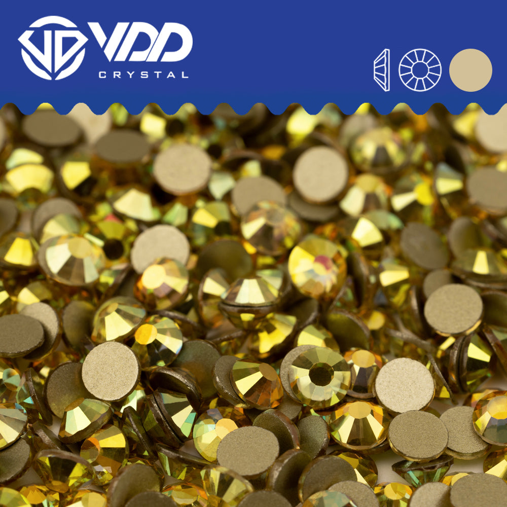 VDD 125 Sun Shine Gold-Back Rhinestones High Quality Glass Crystal Flatback Strass Stones JD999-125