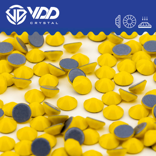 VDD 049 Chalk Yellow Hot-Fix Rhinestones High Quality Glass Crystal Flatback Strass Stones Hotfix-049