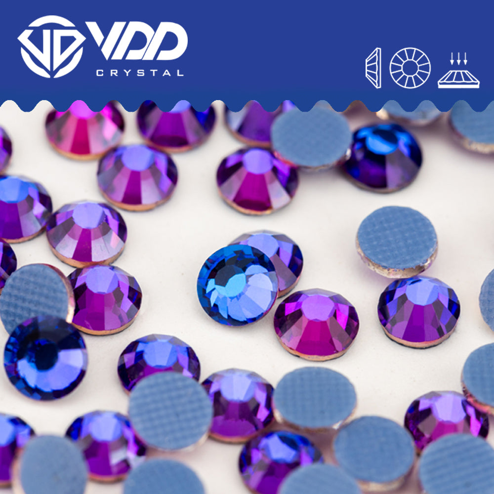 VDD 036 Purple Velvet Hot-Fix Rhinestones High Quality Glass Crystal Flatback Strass Stones Hotfix-036