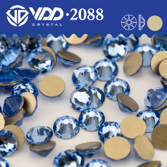 VDD 028 Lt.Sapphire 2088 Non-hotfix Rhinestones High Quality AAAAA 8 Big 8 Small Glass Crystal Flatback Strass Stones BD888-028