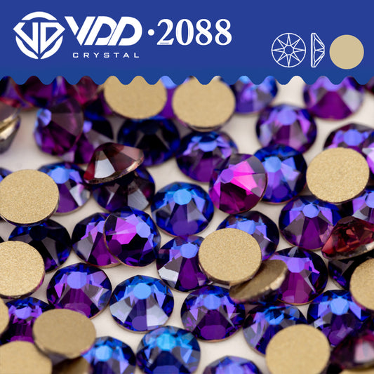VDD 036 Purple Velvet 2088 Non-hotfix Rhinestones High Quality AAAAA 8 Big 8 Small Glass Crystal Flatback Strass Stones BD888-036