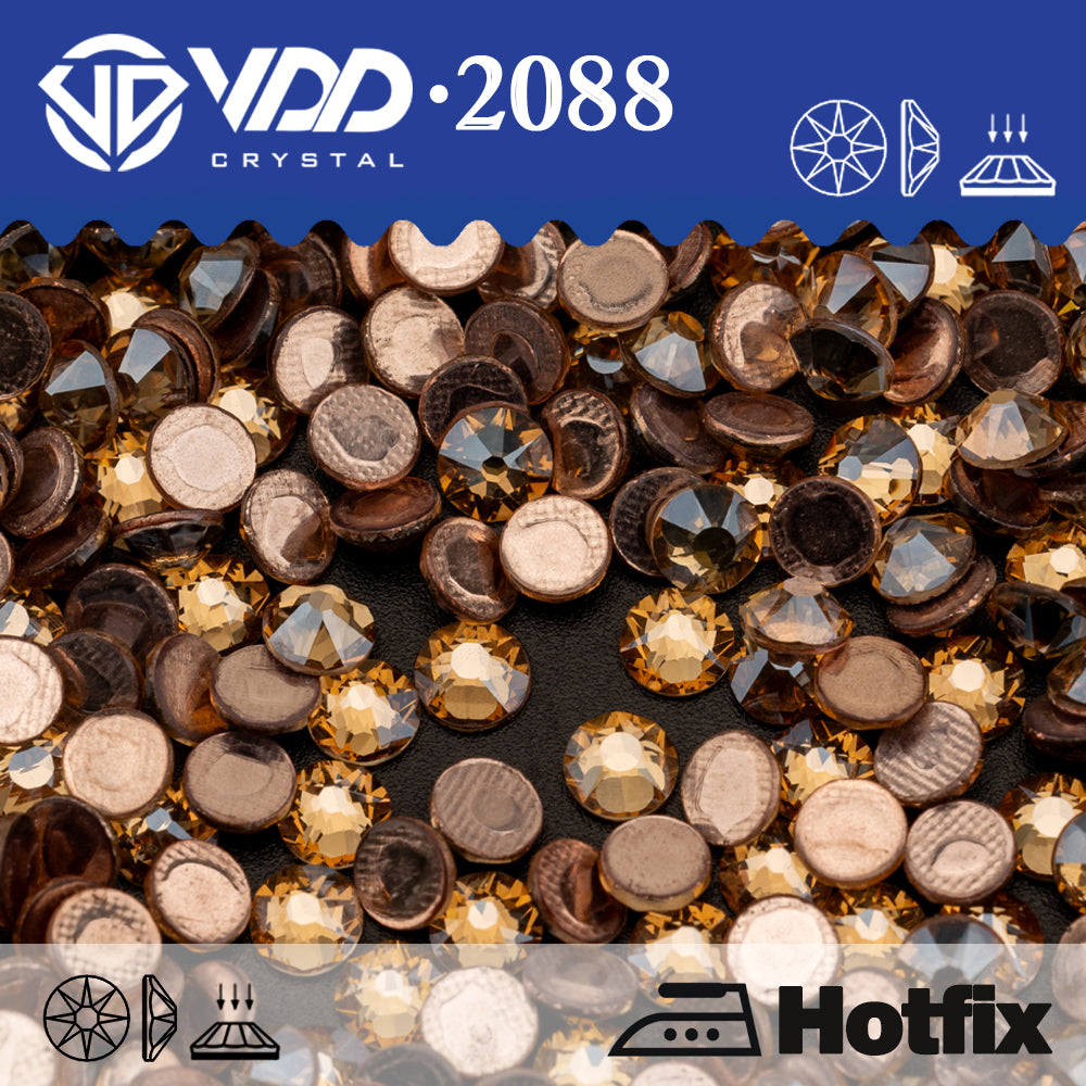 VDD 058 Golden Shadow 2088 Hot-Fix Rhinestones High Quality AAAAA 8 Big 8 Small Glass Crystal Flatback Strass Stones JM777-058