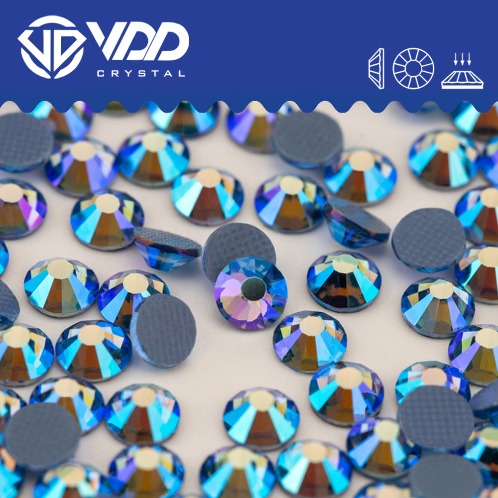 VDD 090 Lt.Sapphire Hot-Fix Rhinestones High Quality Glass Crystal Flatback Strass Stones Hotfix-090