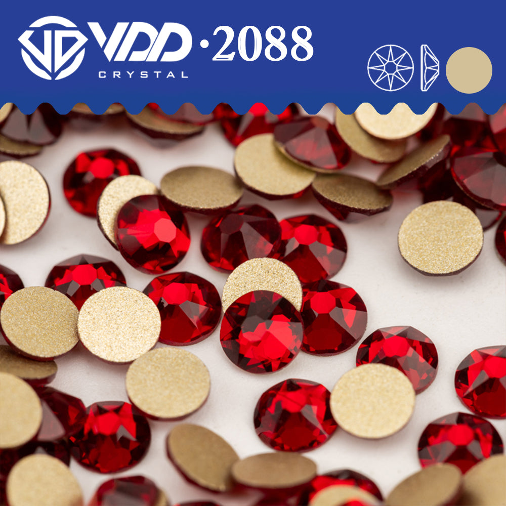 VDD 014	Garnet 2088 Non-hotfix Rhinestones High Quality AAAAA 8 Big 8 Small Glass Crystal Flatback Strass Stones BD888-014