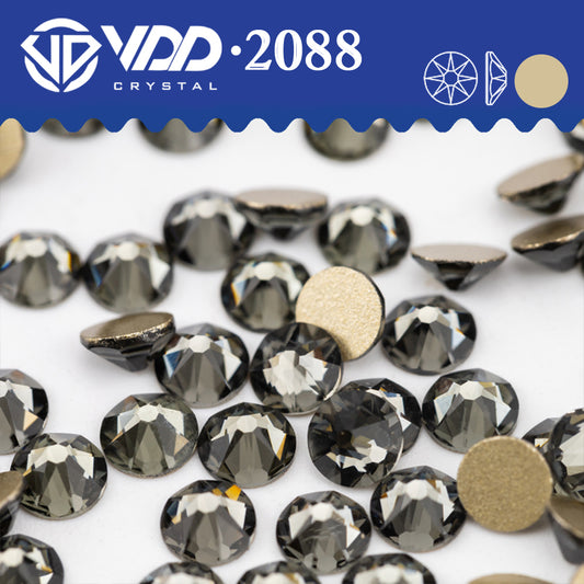 VDD 003 Black Diamond 2088 Non-hotfix Rhinestones High Quality AAAAA 8 Big 8 Small Glass Crystal Flatback Strass Stones BD888-003