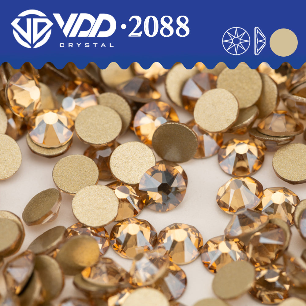 VDD 058 Golden Shadow 2088 Non-hotfix Rhinestones High Quality AAAAA 8 Big 8 Small Glass Crystal Flatback Strass Stones BD888-058