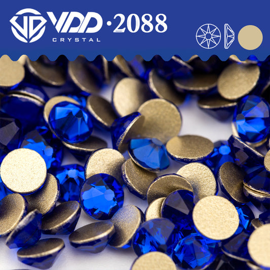 VDD 030 Sapphire 2088 Non-hotfix Rhinestones High Quality AAAAA 8 Big 8 Small Glass Crystal Flatback Strass Stones BD888-030