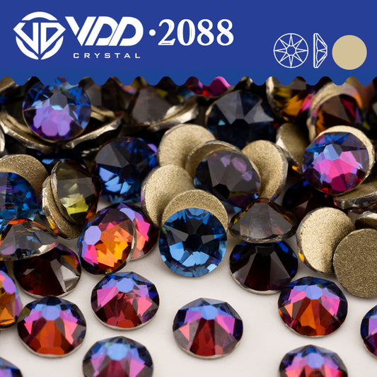 VDD 063 Blue Flare 2088 Non-hotfix Rhinestones High Quality AAAAA 8 Big 8 Small Glass Crystal Flatback Strass Stones BD888-063
