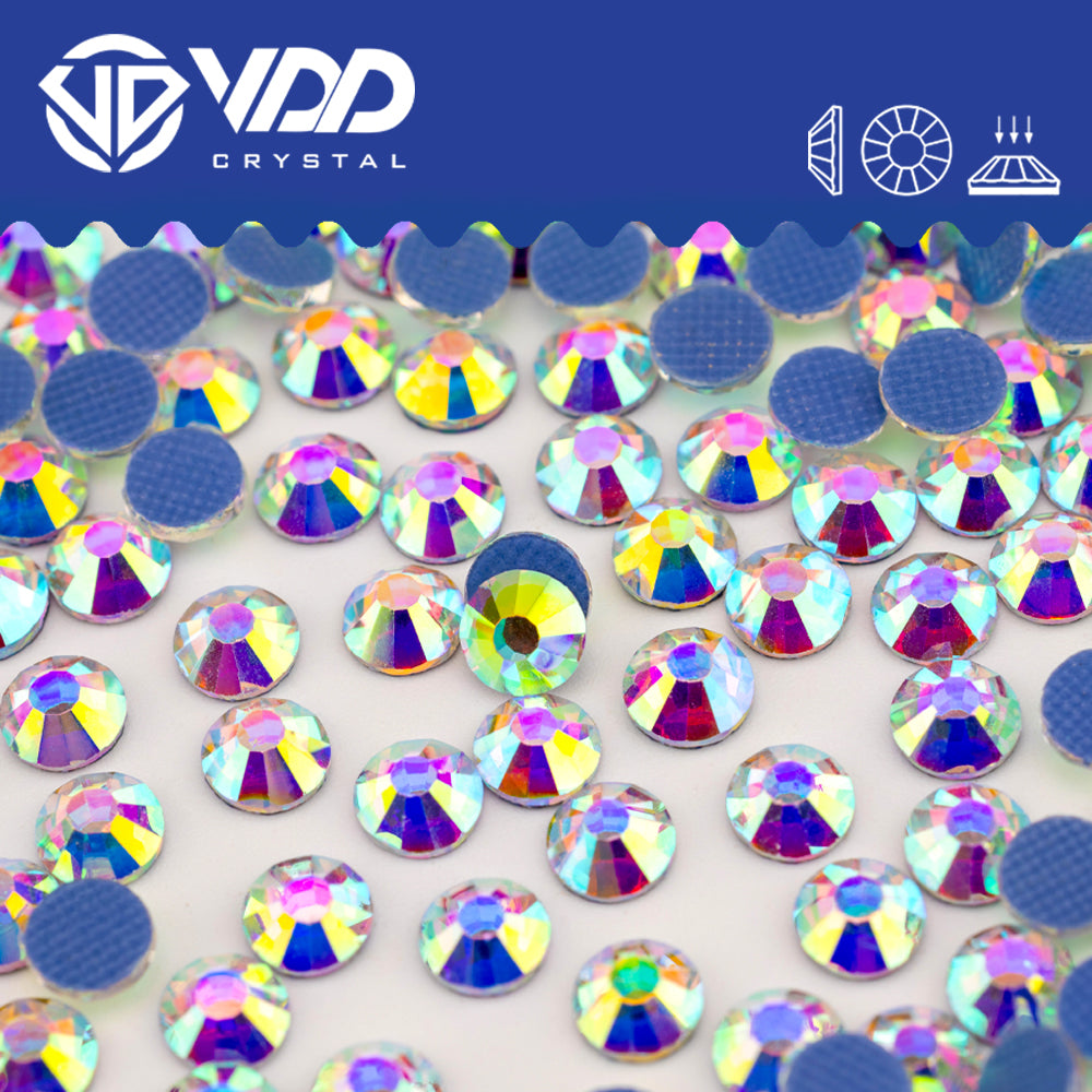 VDD 055 Crystal AB Hot-Fix Rhinestones High Quality Glass Crystal Flatback Strass Stones Hotfix-055