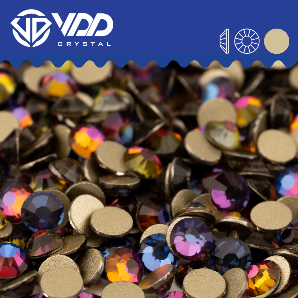 VDD 063 Blue Flare Gold-Back Rhinestones High Quality Glass Crystal Flatback Strass Stones JD999-063