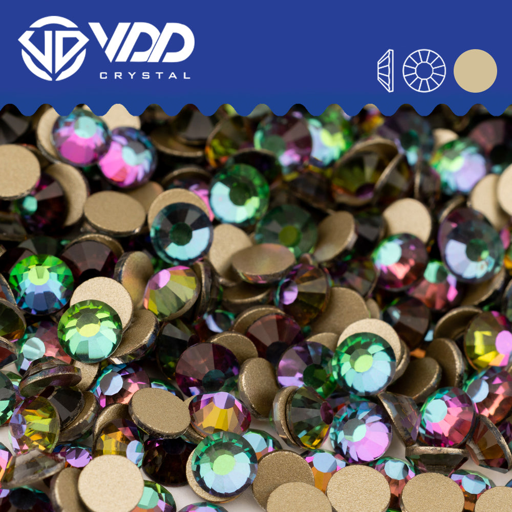 VDD 064 Green Flare Gold-Back Rhinestones High Quality Glass Crystal Flatback Strass Stones JD999-064