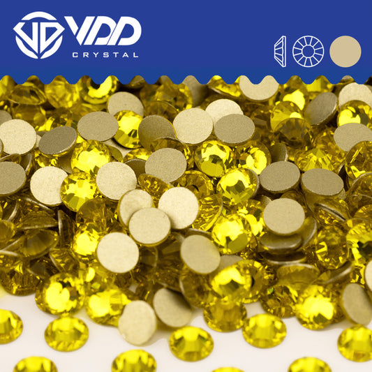 VDD  005 Citrine Gold-Back Rhinestones High Quality Glass Crystal Flatback Strass Stones JD999-005