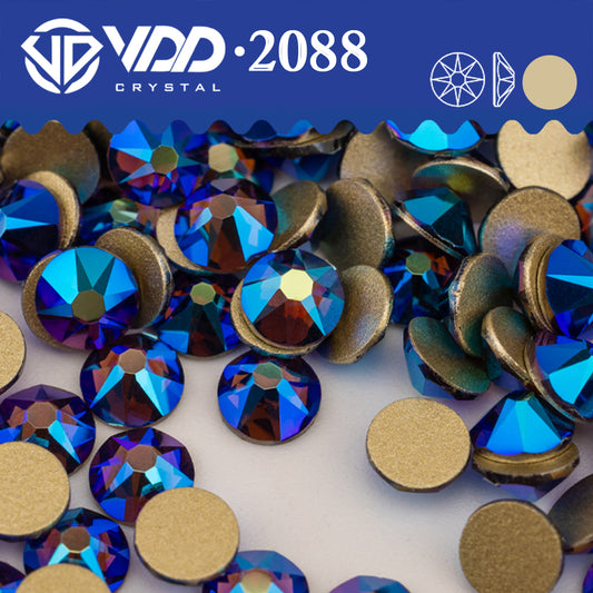 VDD 098 Tanzanite AB 2088 Non-hotfix Rhinestones High Quality AAAAA 8 Big 8 Small Glass Crystal Flatback Strass Stones BD888-098