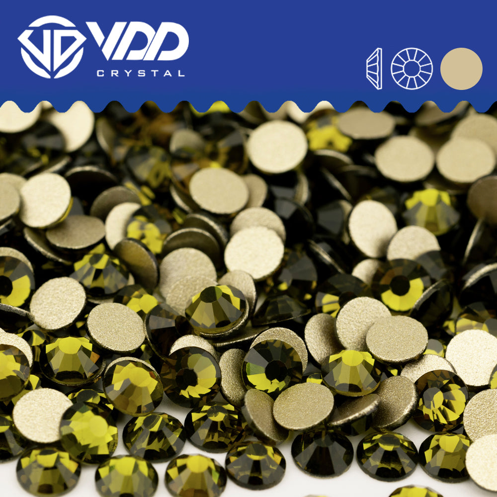 VDD 021 Olivine Gold-Back Rhinestones High Quality Glass Crystal Flatback Strass Stones JD999-021