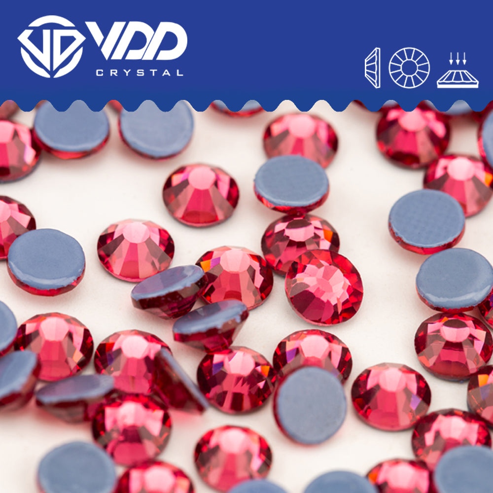 VDD 041  Rose Hot-Fix Rhinestones High Quality Glass Crystal Flatback Strass Stones Hotfix-041