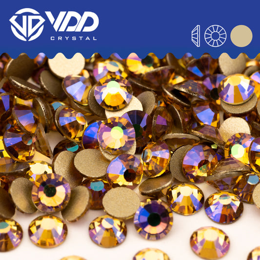 VDD  220 Autumn Gold-Back Rhinestones High Quality Glass Crystal Flatback Strass Stones JD999-220