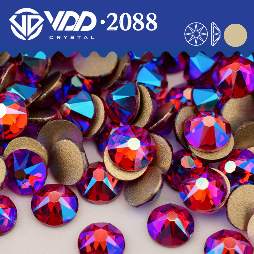 VDD 082 Fuchsia AB 2088 Non-hotfix Rhinestones High Quality AAAAA 8 Big 8 Small Glass Crystal Flatback Strass Stones BD888-082