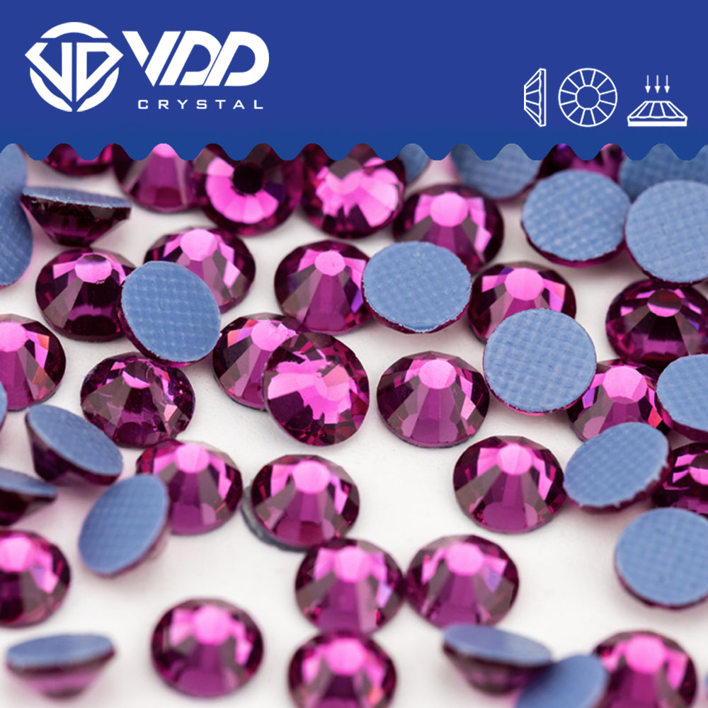 VDD 042 Fuchsia Hot-Fix Rhinestones High Quality Glass Crystal Flatback Strass Stones Hotfix-042