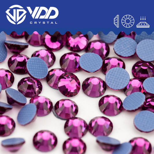 VDD 042 Fuchsia Hot-Fix Rhinestones High Quality Glass Crystal Flatback Strass Stones Hotfix-042