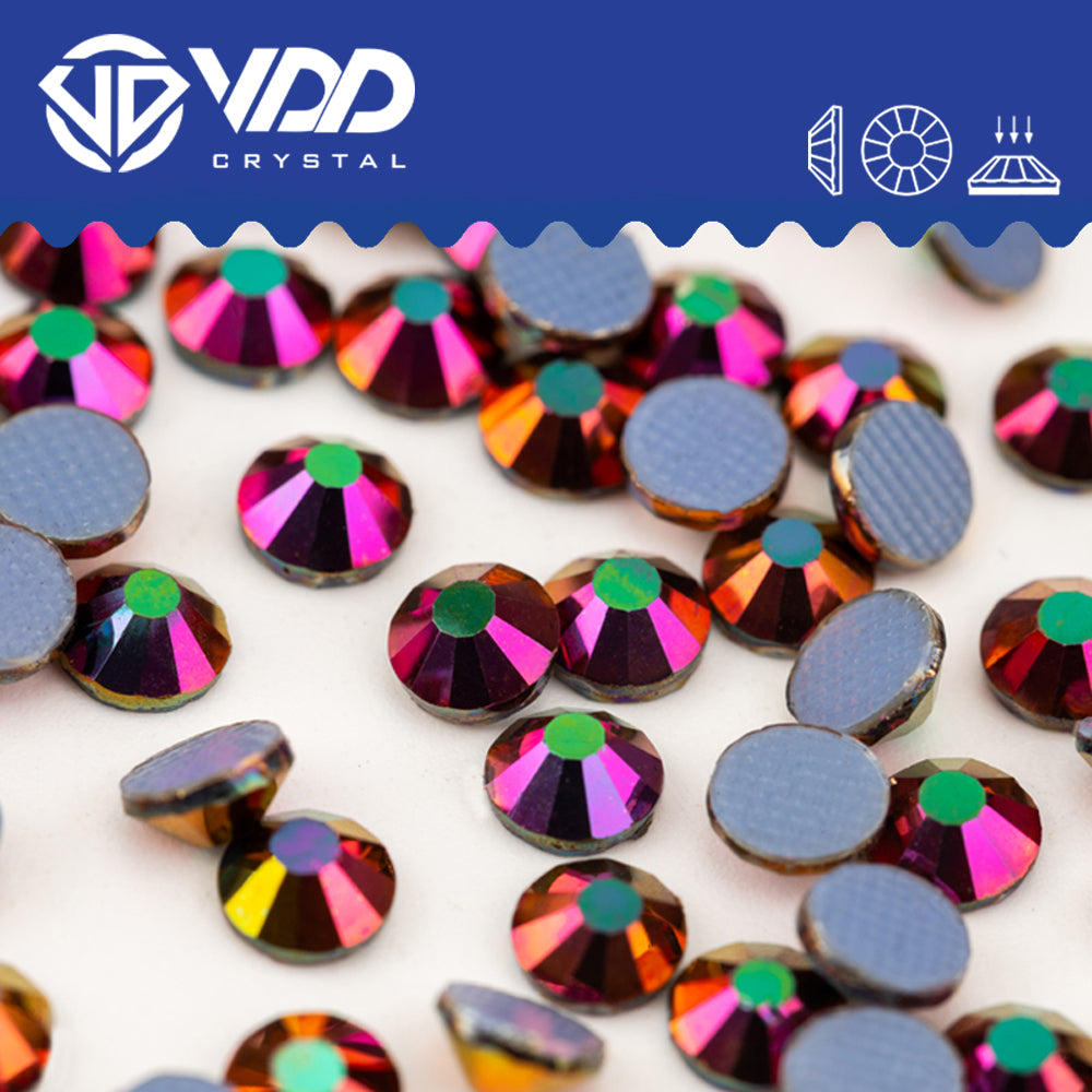 VDD  070 Magic Rose Hot-Fix Rhinestones High Quality Glass Crystal Flatback Strass Stones Hotfix-070