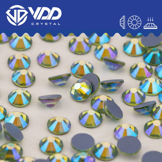 VDD  077 Peridot AB Hot-Fix Rhinestones High Quality Glass Crystal Flatback Strass Stones Hotfix-077