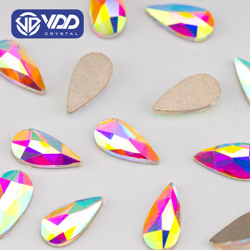 VDD 4x8mm - SAB09 100/500/1440Pcs Glass Shape Crystal Rhinestones Crystal AB Flatback Glitter Stones For DIY Nail Art Decorations SAB Series