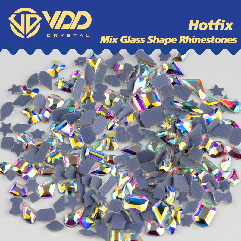 VDD AB Color  AAAAA Top Quality 100/500Pcs Mix Shape Glass Hotfix Crystal Rhinestones Flatback Stones DIY Crafts Dress Clothes Decorations